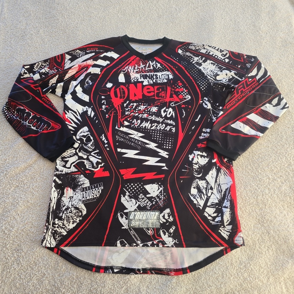 O'NealMX‎ Element Punks Not Dead Sport Motocross Jersey Shirt All-Over Graphic M